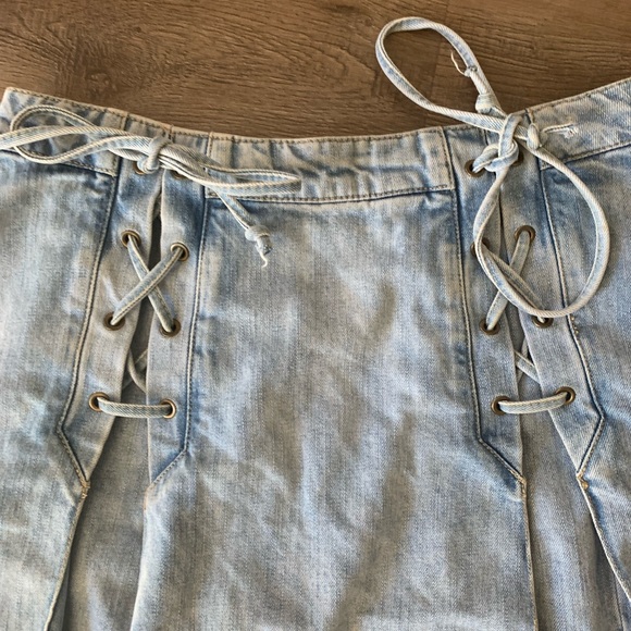 Free People Lace Up Denim Skirt - Picture 3 of 7